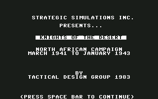 Knights Of The Desert screenshot 2 for Commodore 64